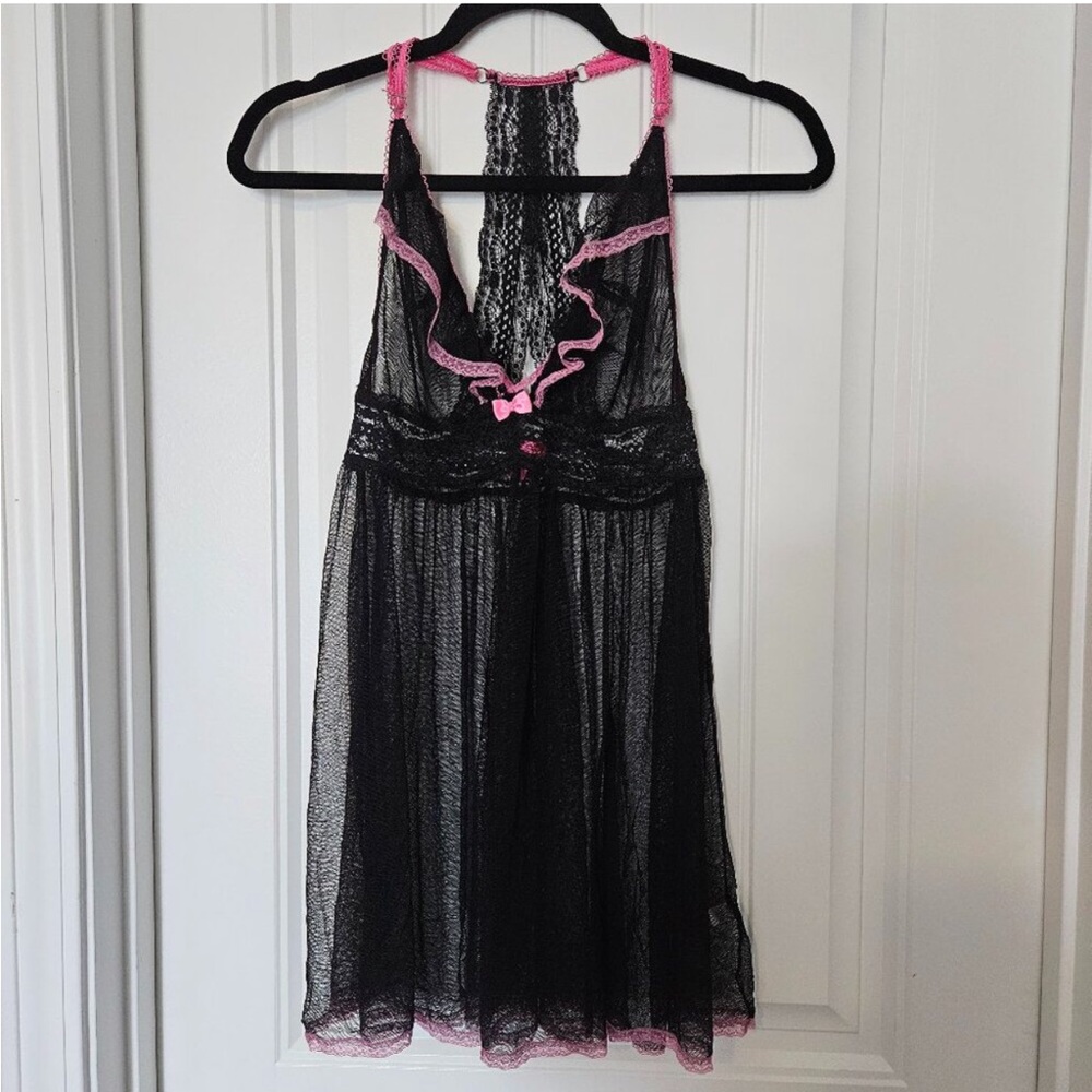 Elegant Black and Pink Lace Mini Dress